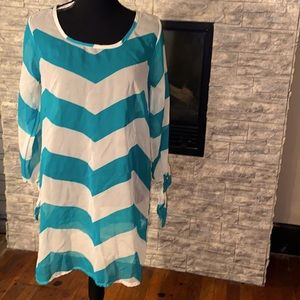 Turquoise and white dress shirt Size Small